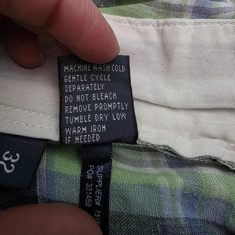 Polo Ralph Lauren Mens 32 Green Blue Madras Plaid Shorts 100% Linen‎ 8